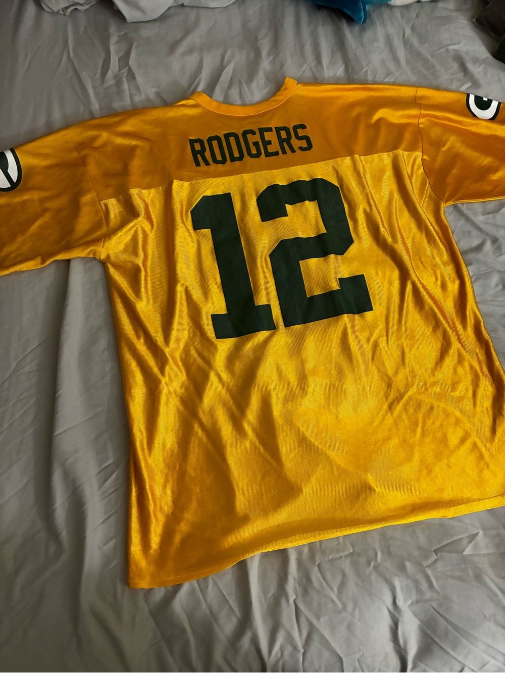 Aaron Rodgers #12 Yellow Green Bay Packers Jersey Size 2XL